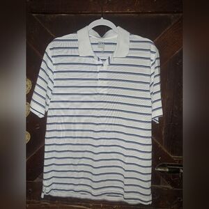 3/15🙂Old Navy Men's White and Blue Striped Polo Shirt🧿